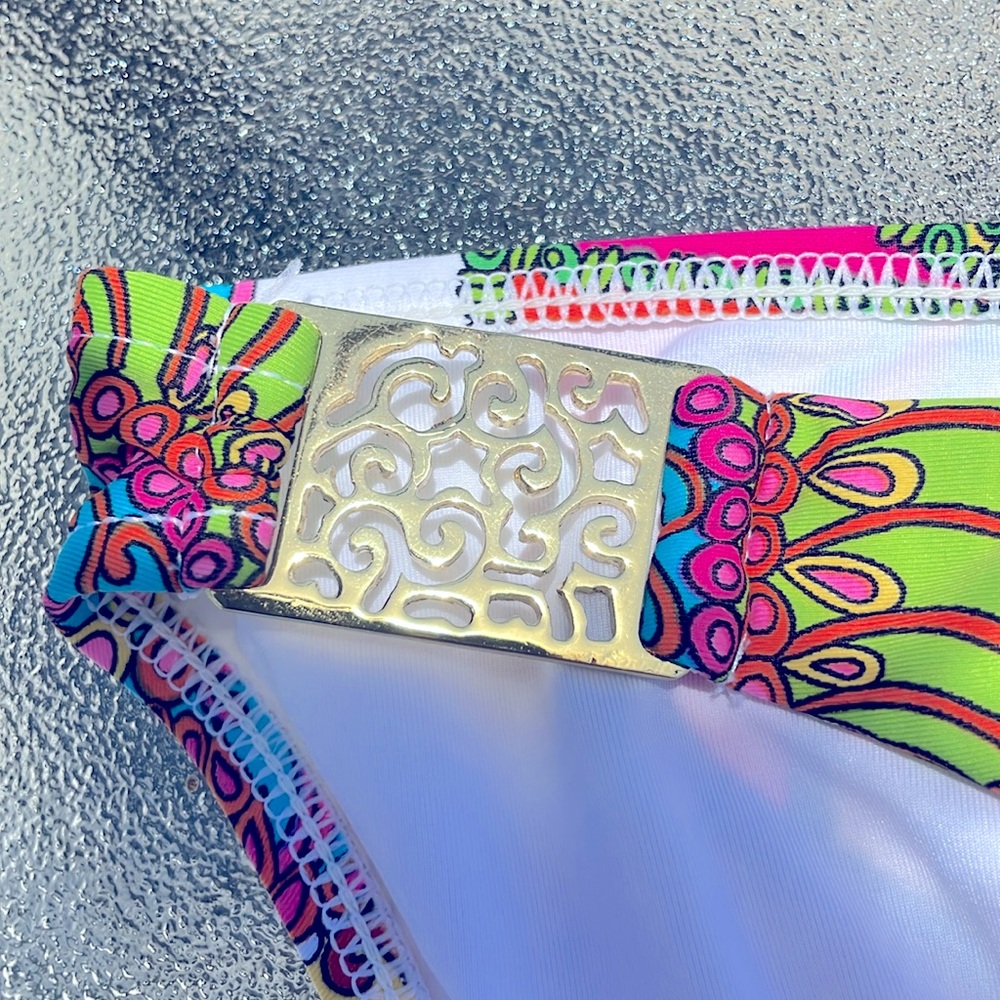TRINA TURK Vibrant multicolor gold details bikini set -SZ 10 - Picture 6 of 11